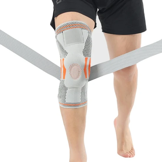 나일론은 실리콘 스프링 패드가 있는 힘 쿠션으로부터 슬개골을 보호합니다. 무릎 슬리브 지지대